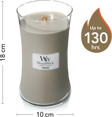 Велика ароматична свічка WoodWick у пісочному склі з тріщавим гнотом, Fireside, до 130 годин горіння