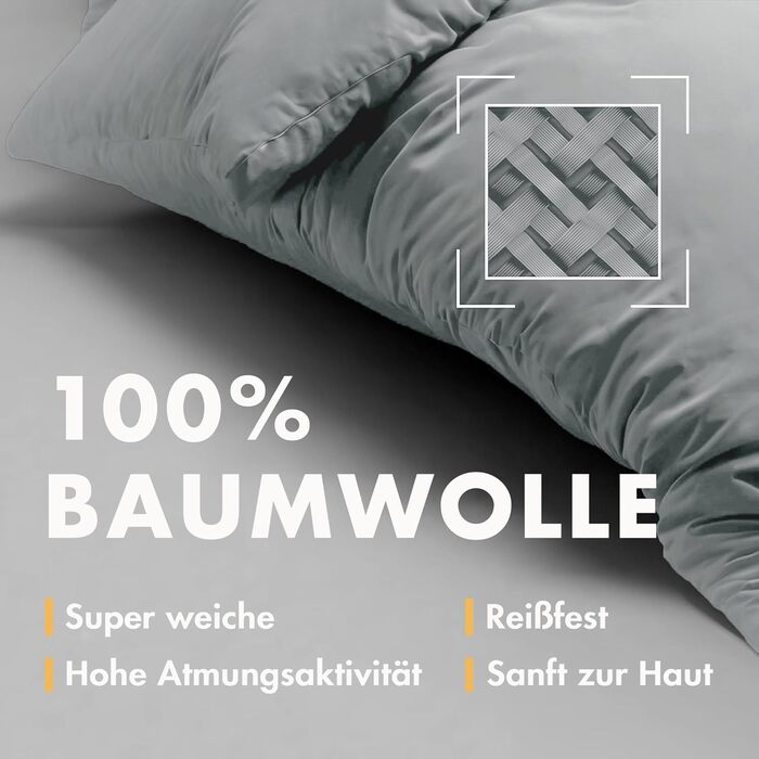 Комплект постільної білизни Sleeptime 100% бавовна 240x220 см, біло-сірий, м'який та не потребує прасування, з кнопками, двосторонній, 2 наволочки 60x70 см