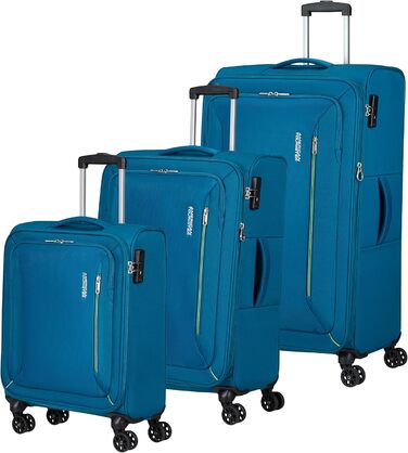 Валіза American Tourister Hyperspeed 80 см, розширювана, 109/116 л, бірюзова, набір 3-в-1