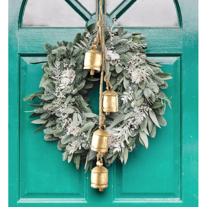 Вінтажний дзвін Shabby Chic із металу — підвісна новорічна декоративна корова, велика ручна робота, рустикальна дзвіночна прикраса для ялинки, настінний декор, вітровий дзвін, для дому