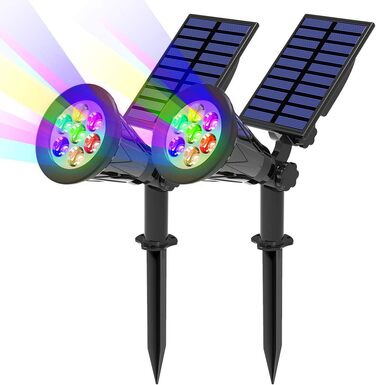 Сонячні LED прожектори T-SUN 2 шт. 4 LED, холодне біле світло 6000K, садові світильники з 2 режимами освітлення для газону, доріжок, тераси, безпекове освітлення