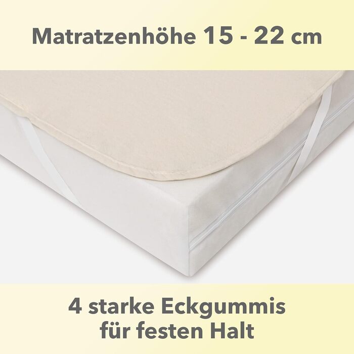 Наматрацник STUDIO Molton 140x200 см, натуральний, дихаюча бавовна, вироблено в Німеччині, з фіксаторами, сертифікат Made in Green