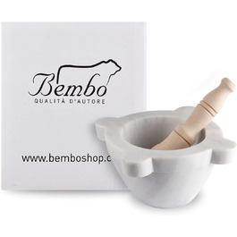 Мраморна ступка Carrara з товкачем Bembo, 20 см, для песто та спецій, італійська, модель з Генуї