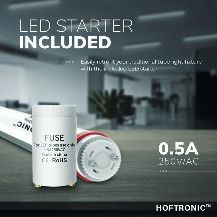 HOFTRONIC LED світильник для вологих приміщень 150 см 60W 6000K холодне біле світло, 10500 лм, 175 лм/Вт, без мерехтіння, з'єднуваний, T8, IP65, водостійкий, подвійний, для гаража, підвалу, офісу
