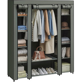 SONGMICS текстильна шафа для одягу з полицями і вішаком, салатовий, 150x45x175 см, для спальні та гардеробної