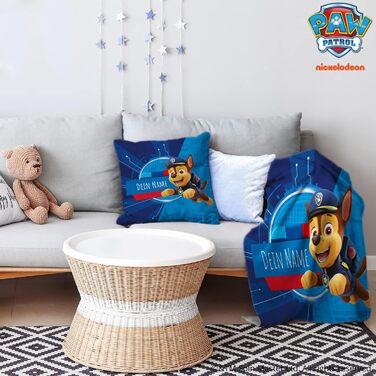 Подушка з принтом PAW Patrol Чейз 30x30 см з іменем, декоративна, з наповнювачем, індивідуальний друк, для спальні та вітальні