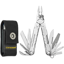 Мультитул Leatherman Rebar 17 інструментів для дому і кемпінгу, чорна нержавіюча сталь, чохол Molle, сріблястий