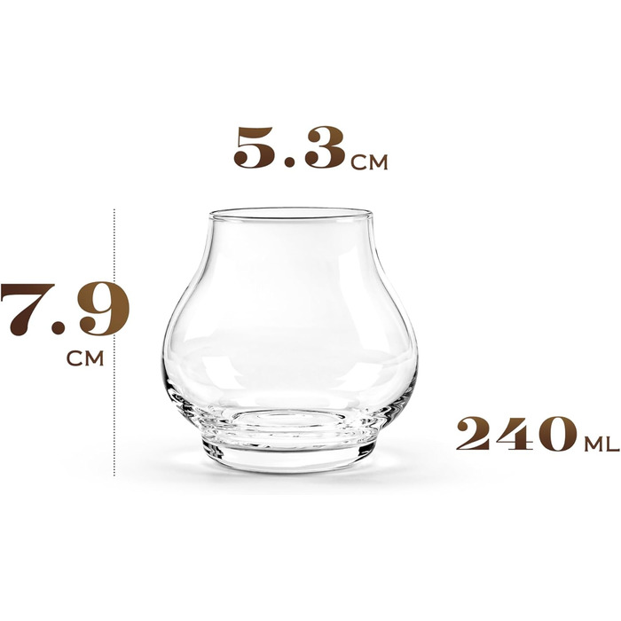 Набір келихів для коньяку та бренді GLASSIQUE CADEAU 240 мл, 4 шт, кришталеві, для дегустації, без ніжки, подарунковий комплект, придатні для миття в посудомийній машині