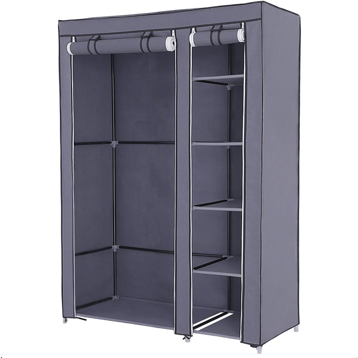 Тканинна шафа SONGMICS XL, складана, для одягу, з поперечиною, 110x175x45 см, сіра