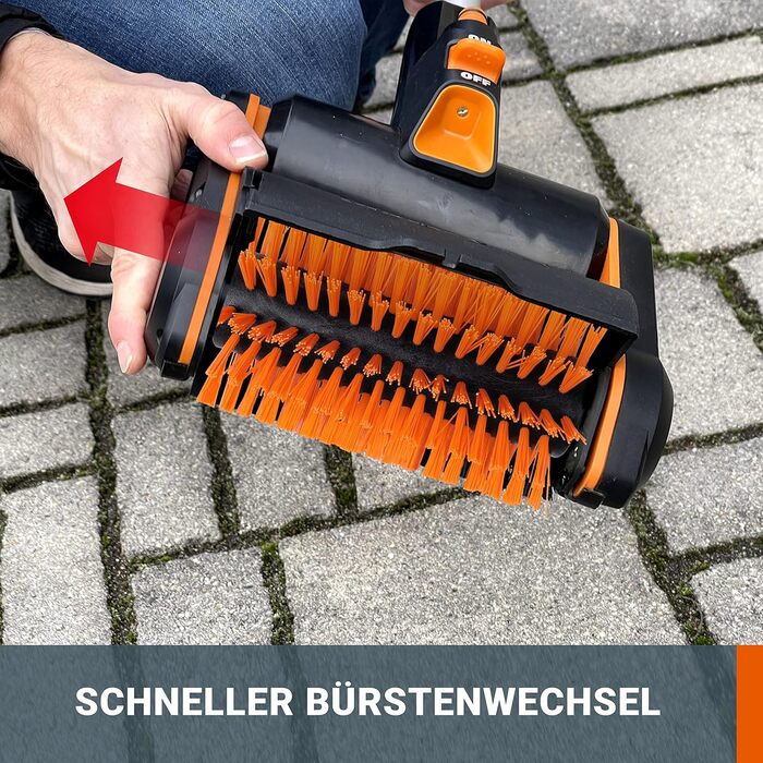 Акумуляторна мультищітка WORX WG441E.9 20В для очищення каменю та деревини, видалення бур'янів, з водяним підключенням, PowerShare, без акумулятора та зарядного (комплект 4Аг акумулятор і зарядка)