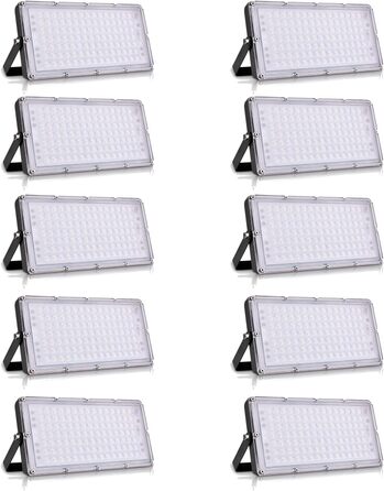 LED прожектор 300W 30000Лм, тепле біле світло 3000K, IP65, водонепроникний, вуличний світильник для саду, тераси, гаража, спортмайданчика, фабрики, майстерні (10 шт, 100W, тепле біле світло)