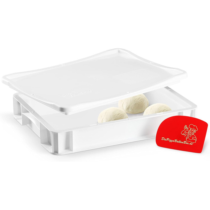 Контейнер для бродіння тіста Pizzaballenbox 30x40x8 см, харчовий пластик, з кришкою, білий – для піци, закваски та дріжджового тіста