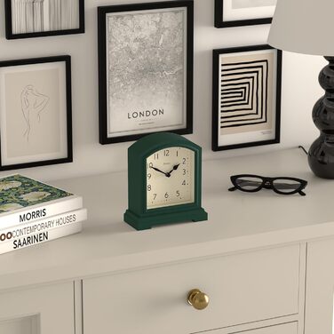 Настільний годинник JONES CLOCKS® Tavern, класичний дизайн, для каміну, спальні, вітальні, офісу, зелений, компактний