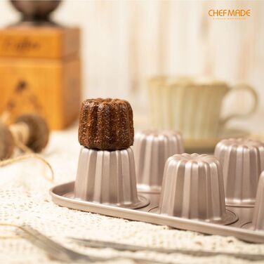 Форма для випікання канеле CHEFMADE, 6 осередків, антипригарна, для кексів і мафінів, шампань золото