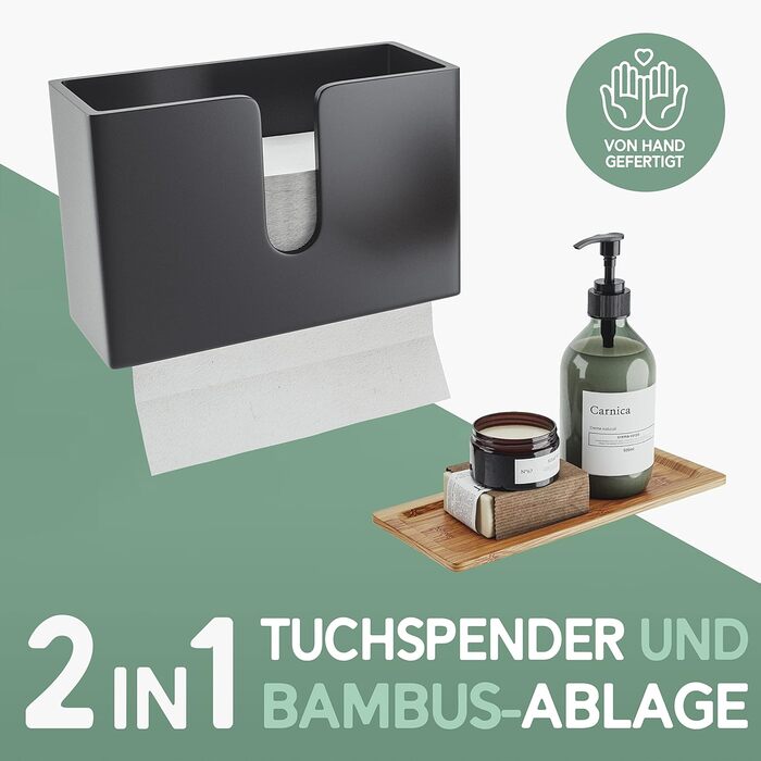 Диспенсер для паперових рушників Nature Supplies із дерева, настінний або настільний, чорний, для рушників C-, Z- чи Interfold-складання