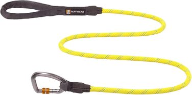 RUFFWEAR Knot-a-Leash — світловідбивний повідок для собак з каната з карабіном, 1,5 м, 7 мм, чорний обсидіан, розмір S, плетіння зелений