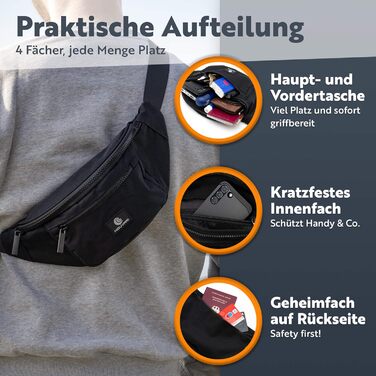 Унісекс поясна сумка для чоловіків і жінок Bauchtasche, водовідштовхувальна гаманцева сумка для фестивалів, кемпінгу, спорту, подорожей і походів, карбон-сірий