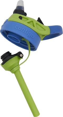 Дитяча пляшка для води Contigo Easy Clean Autospout з трубочкою, нержавіюча сталь, без BPA, 100% герметична, легке очищення, 420 мл, для школи, садка, спорту (Matcha Dragon)