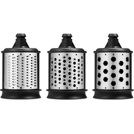 Насадки KitchenAid 5KSMEMVSC для кухонного комбайна – набір з 3 барабанів для овочів, сиру та інших продуктів, терка-шинковка з нержавіючої сталі
