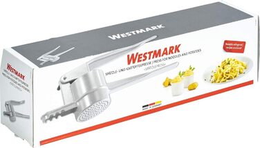Прес для шпецле та картоплі Westmark, круглі отвори, алюмінієвий литий корпус, 41 см, сріблястий