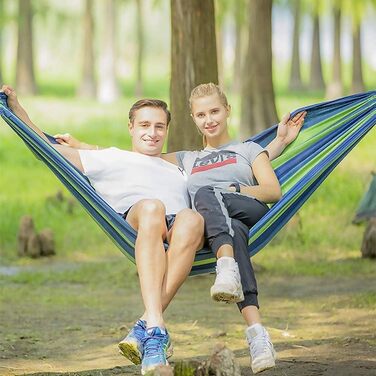 Двомісний гамак із бавовни 280x160 см HOSPAOP для вулиці, дому, балкону, саду, кемпінгу, пляжу, переносний, дихаючий, до 300 кг