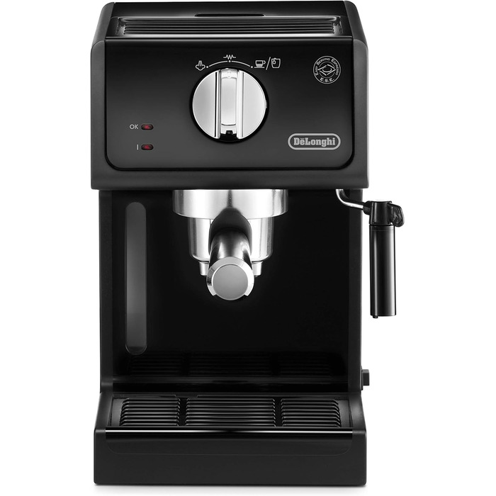 De'Longhi ECP 31.21 – еспресо-машина з холдером, чорна, 1,1 л, алюмінієва, парова насадка, для ESE-капсул