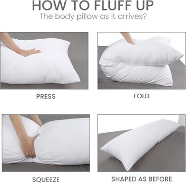 Подушка для тіла Utopia Bedding для дорослих, біла, 50,8x137,2 см, велика подушка для сну на боці, повнорозмірна подушка для бокового сну