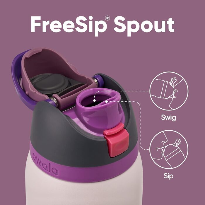 Owala FreeSip ізольована пляшка для води з нержавіючої сталі зі стійкою до протікання кришкою та трубочкою, 1,2 л, BPA-free, для спорту та подорожей, Dreamy Field