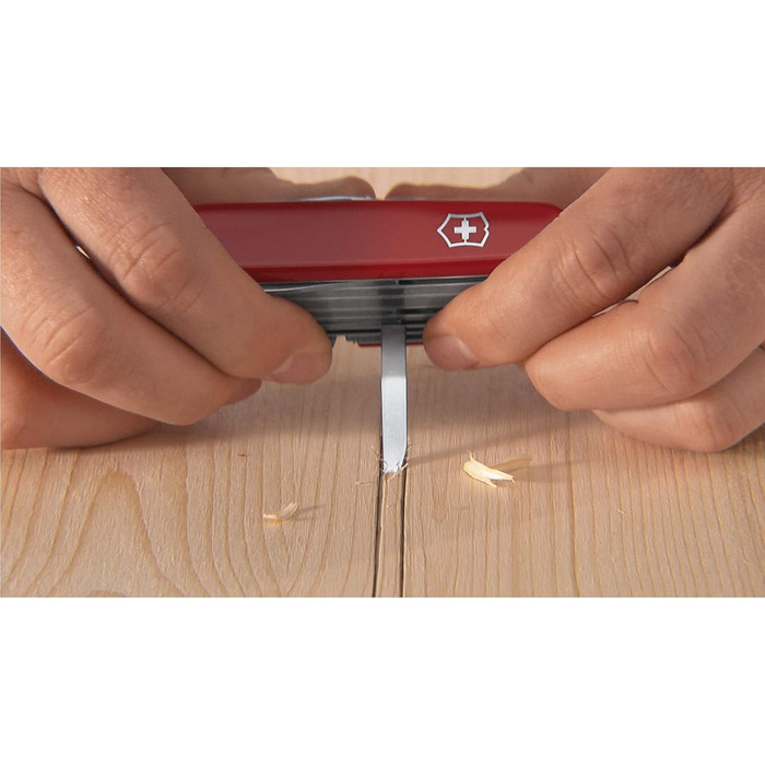 Ніж-мультитул Victorinox RangerGrip 55, швейцарський армійський ніж, 12 функцій, червоно-чорний, одноручне лезо