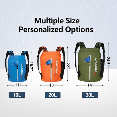 Сухий рюкзак Piscifun LT 10 л, водонепроникний, з поясною сумкою та чохлом для телефону, для каякінгу, кемпінгу, пляжу, армійсько-зелений