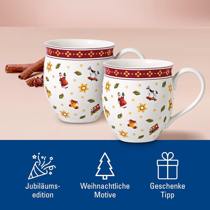 Кавова чашка Villeroy & Boch Toy's Delight, 440 мл, порцеляна, біло-червона, 2 шт.