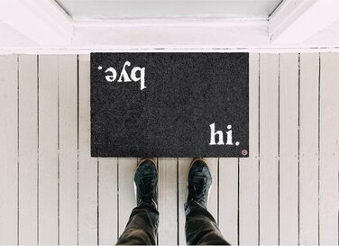 Килимок для взуття Hi Bye 75x50 см, чорний, з переробленого нейлону, міцний дизайн, гумор, для вулиці та приміщень, праний