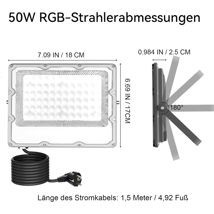 Набір з 2 RGB LED прожекторів 30Вт для вулиці, 16 млн кольорів, Bluetooth APP і 2.4G пульт, IP66, регульоване світло для саду, Хелловіну, Різдва, вечірки