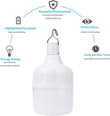 LETOUR LED кемпінг-ліхтар, 2 шт, 5000 Люмен, 60W, USB акумуляторний, 5 режимів освітлення, для кемпінгу, вечірок та сімейного відпочинку
