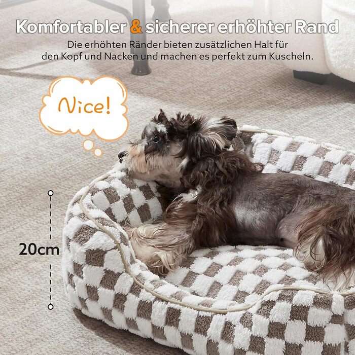 Ліжко для великих собак FURTIME, нековзке, миюче, антистресове, плюшевий лежак для лабрадора, вівчарки, 89×63×23 см, колір шоколад