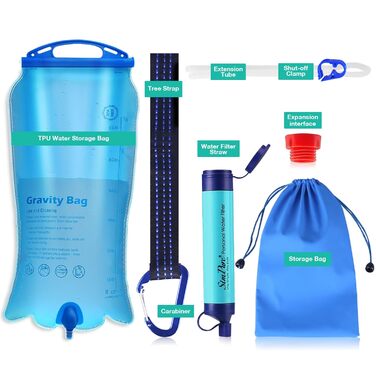 Портативний водяний фільтр SimPure Gravity 3L для кемпінгу та подорожей, з ременем і сумкою, фільтрація 0,1 мікрон, видаляє 99,9999% E.coli