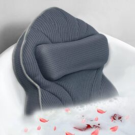 Poemland Подушка для ванни, велика, товста, з підтримкою шиї, спини та голови, сіра, 48,3x38,1 см, для ванни та SPA