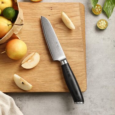 Професійний кухонний ніж Santoku Wakoli Mikata 12 см з дамаської сталі 67 шарів, мікарта, для м'яса, овочів і суші, подарункова коробка
