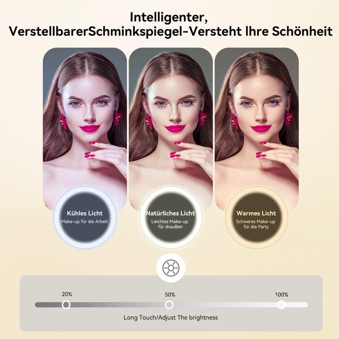 Дорожня косметичка JUSRON з LED дзеркалом, 3 кольори, органайзер для макіяжу з регульованими перегородками, зберігання пензлів, червона, розмір M