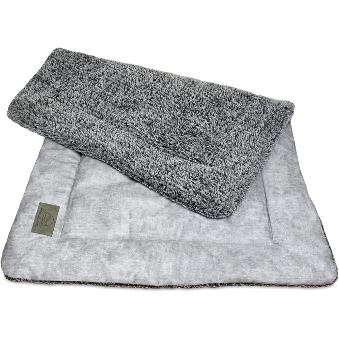 KaraLuna лежак для собак 80x55 см, м'який, флісовий, сірий, для дому та подорожей, праний, три розміри, підкладка, килимок, подушка для собак
