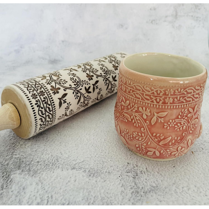 Рельєфний качалка FLORAL VINE для кераміки та печива, спільний дизайн Algiscrafts і Pottery by Jas