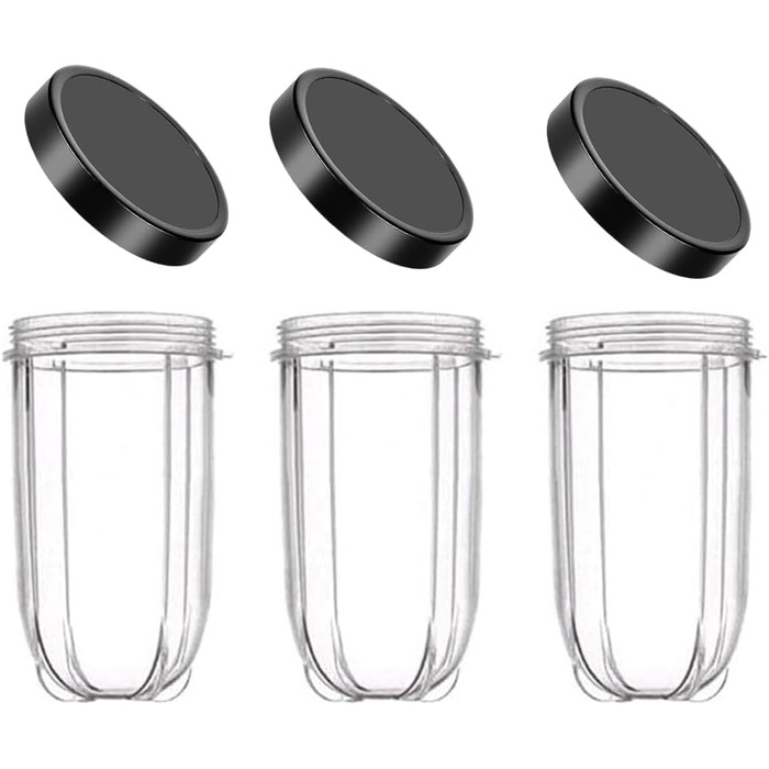 Набір із 3-х чаш для блендера Magic Bullet 250 Вт, 473 мл, із кришками, сумісні з Magic Bullet 250 Вт міксером-соковижималкою, запасні стакани