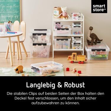 SmartStore – набір з 10 контейнерів для зберігання з кришкою Classic 14 л (40x30x11 см), харчовий пластик, посилені кути, стійкі до штабелювання, гарантія 10 років