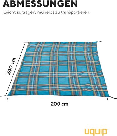 Кемпінговий килимок Uquip Scotty XXL для пікніка, парку, пляжу, 2 особи, водонепроникний, petrol/grey