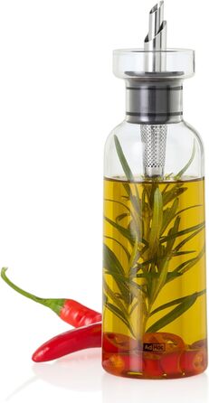 AdHoc BZ81 набір для олії або оцту AromaPour, скляний, елегантна пляшка для оливкової олії з носиком з нержавіючої сталі, герметична, 300 мл, підходить для гарбузової олії чи оцту