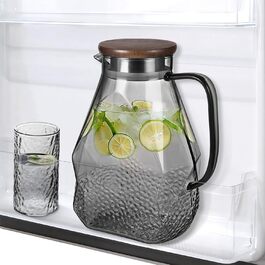 Скляний графин ecooe 1.8 л з кришкою для води, соків, молока, чаю, кави, для холодильника, термостійкий, чорний