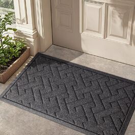 Килимок придверний LEKEEPGO 60x90 см, сірий, для вулиці та дому, антиковзкий, вологопоглинаючий, миючий, для вхідних дверей
