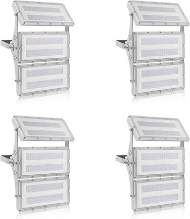 Світлодіодний прожектор Viugreum 300W, 24000Лм, IP65, холодне світло 6500K, для вулиці, гаража, двору, з кабелем 50 см, 4 шт