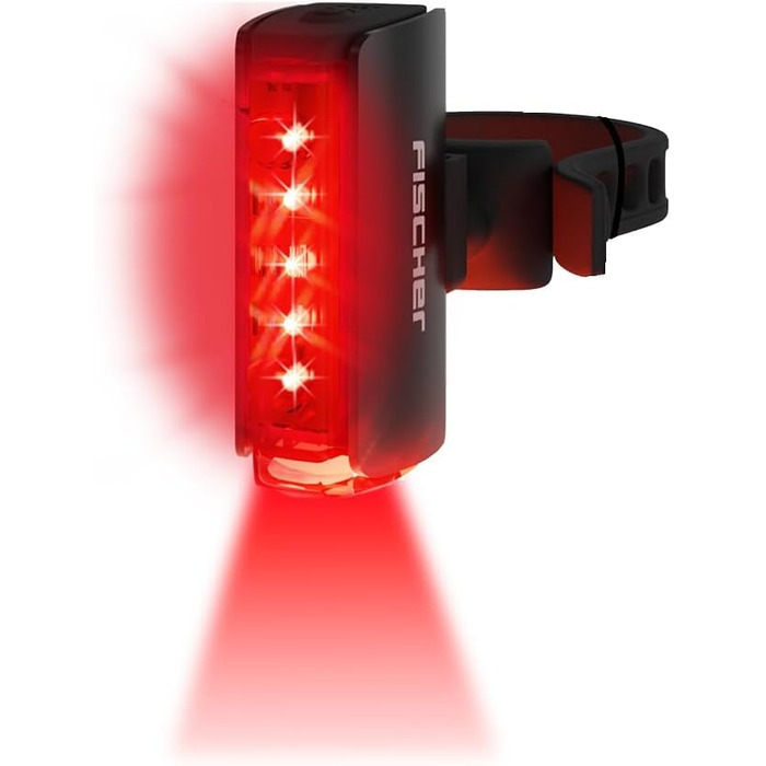 Fischer велосипедний LED задній ліхтар Twin Stop, з акумулятором, 360° підсвічуванням, до 8 годин роботи, USB зарядка, чорний