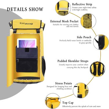 Водонепроникний рюкзак IDRYBAG для чоловіків 25/45 л, для каякінгу, походів, міцна сумка для активного відпочинку